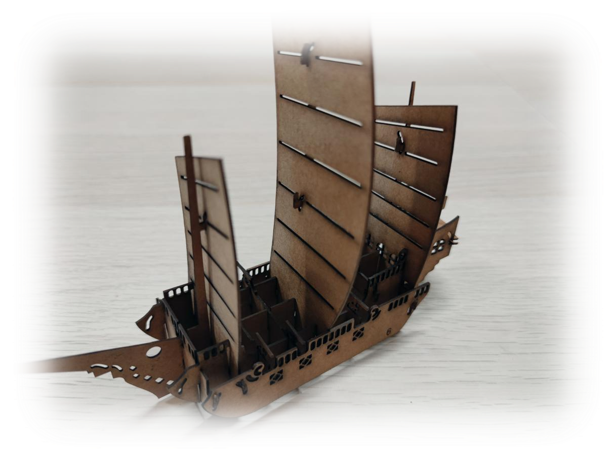 木船模型,有水密隔舱结构的木船模型