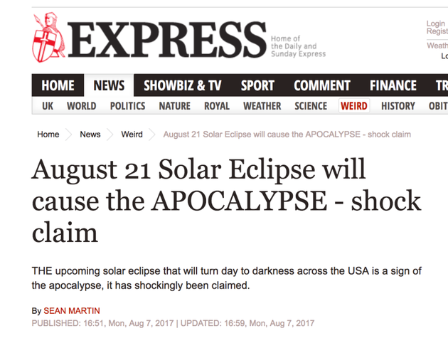 关于日食引发世界末日的帖子。