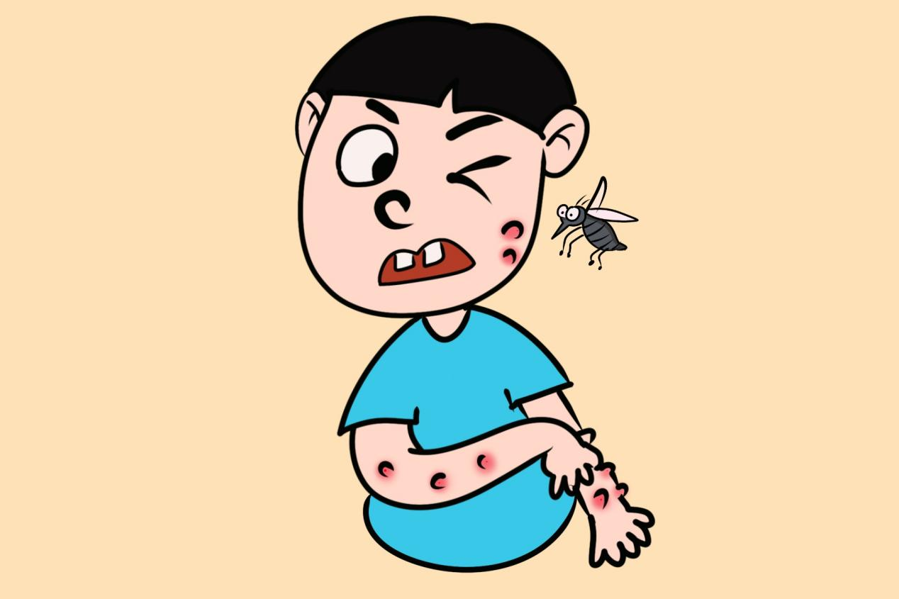 被蚊子叮咬的男孩插图(男孩、孩子、蚊子、昆虫)日系插图_北极熊素材库