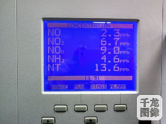 21日,“治霾·京津冀在行动”主题采访活动在京举办。图为监测设备上的实时数据 千龙网记者 查甜甜摄