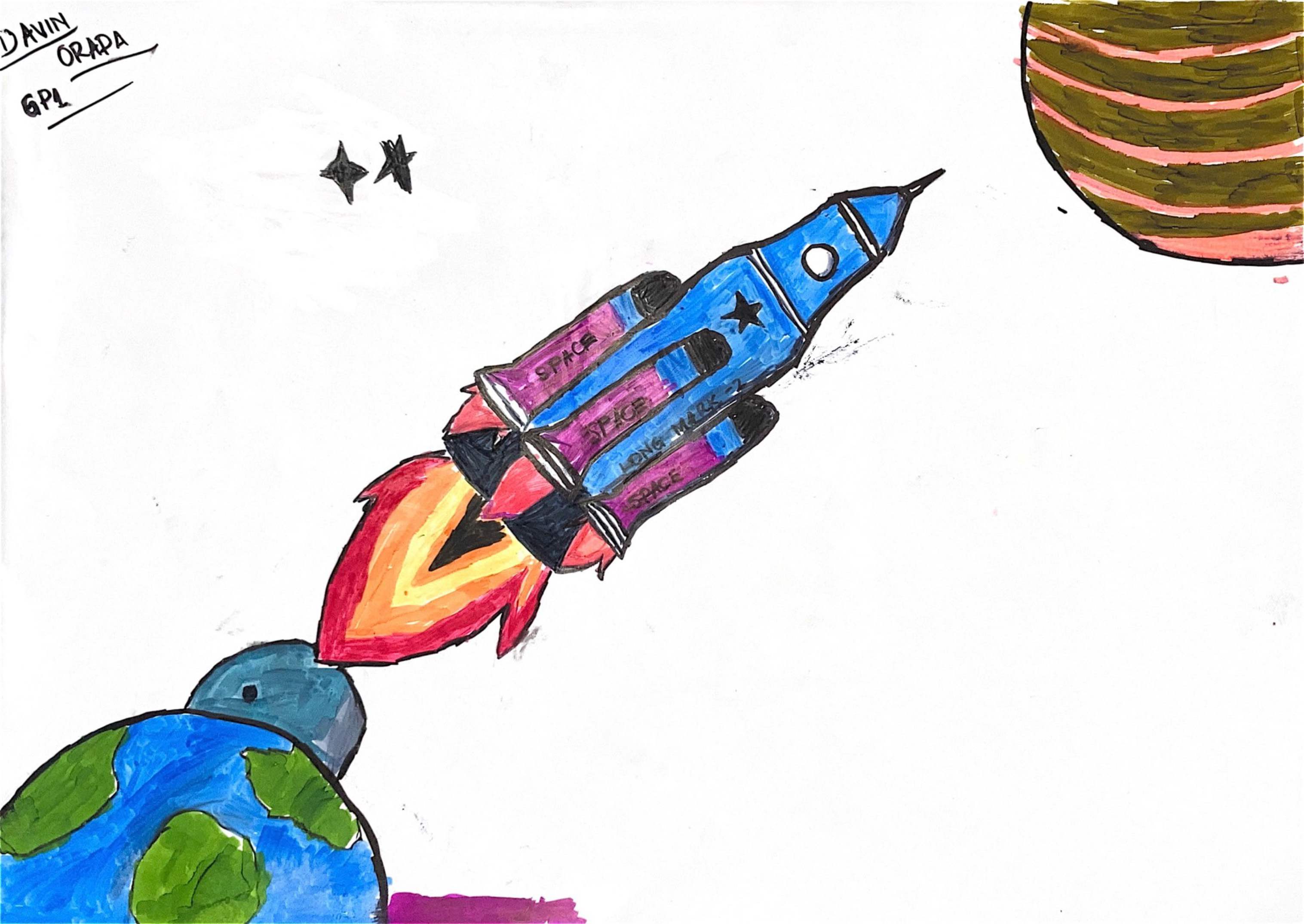 航天日绘画作品《开启我的“问天”旅行模式》,肯尼亚 大卫·奥拉达（David Orada）