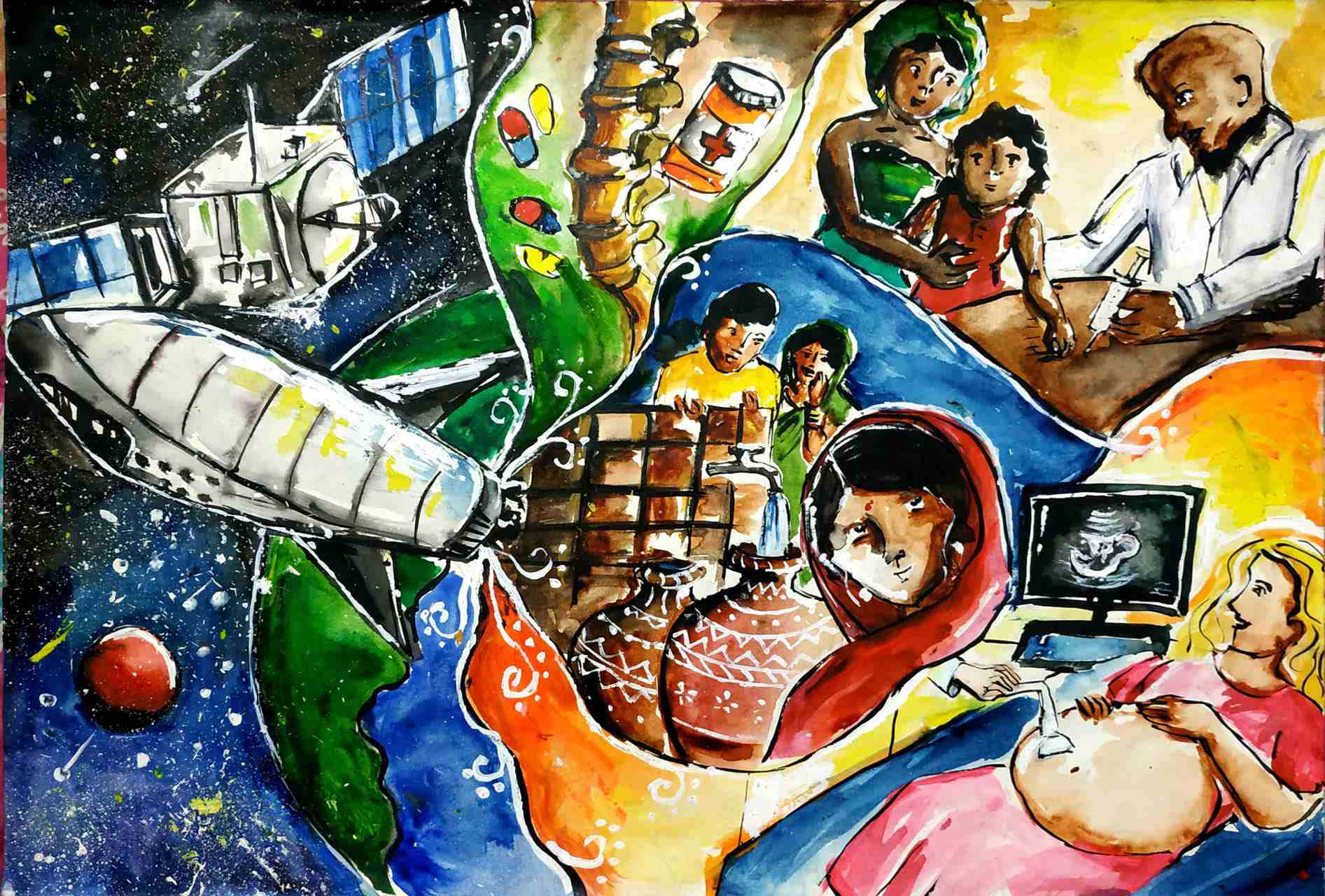 航天日绘画作品《人类》,孟加拉国Adeena Hassan