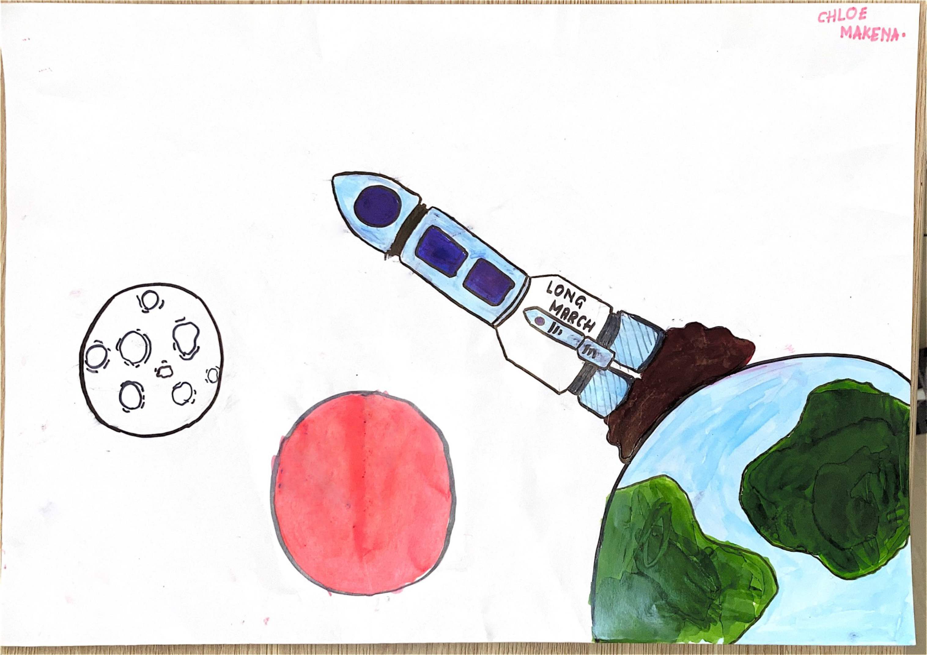 航天日绘画作品《三、二、一，发射！》,肯尼亚克洛伊·马克纳（Chloe Makena）