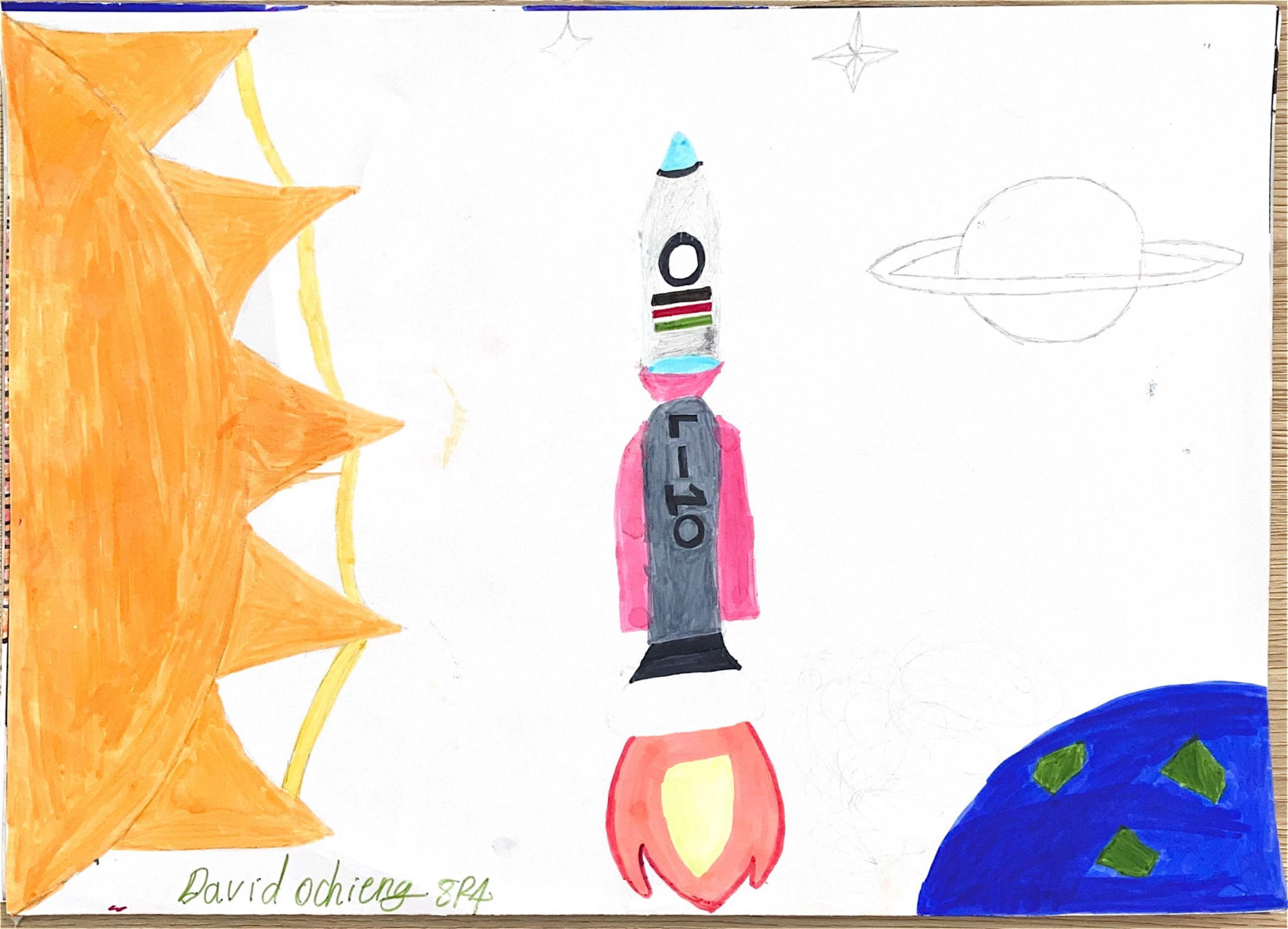 航天日绘画作品《在太阳和地球之间》,肯尼亚大卫·奥辰（David Ochieng）