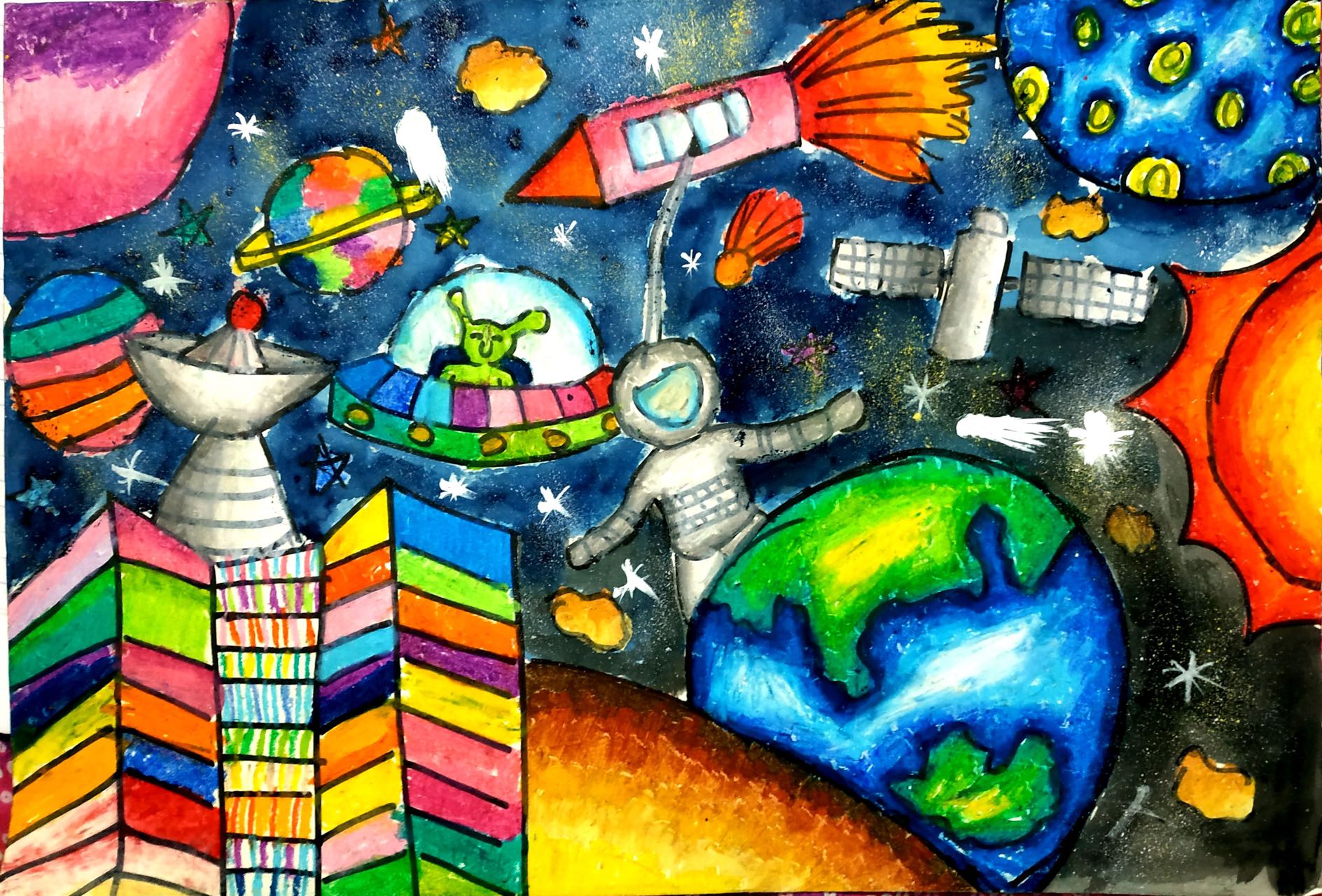 航天日绘画作品《太空漫步者》,孟加拉国Ariba Zaman