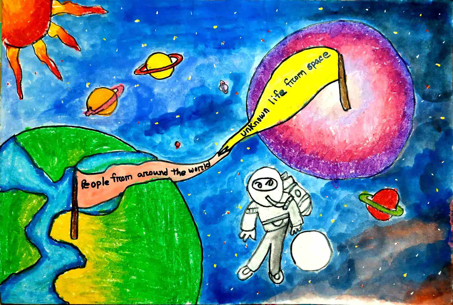 航天日绘画作品《问天之旅》,孟加拉国Sanzida Afrin