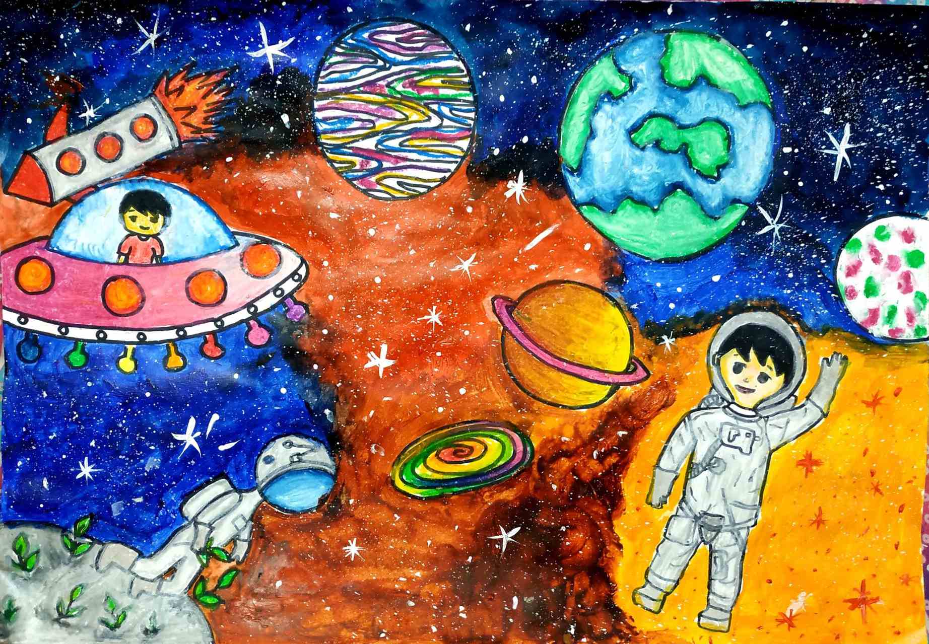 航天日绘画作品《航程2022》,孟加拉国Nazifa Nujhat