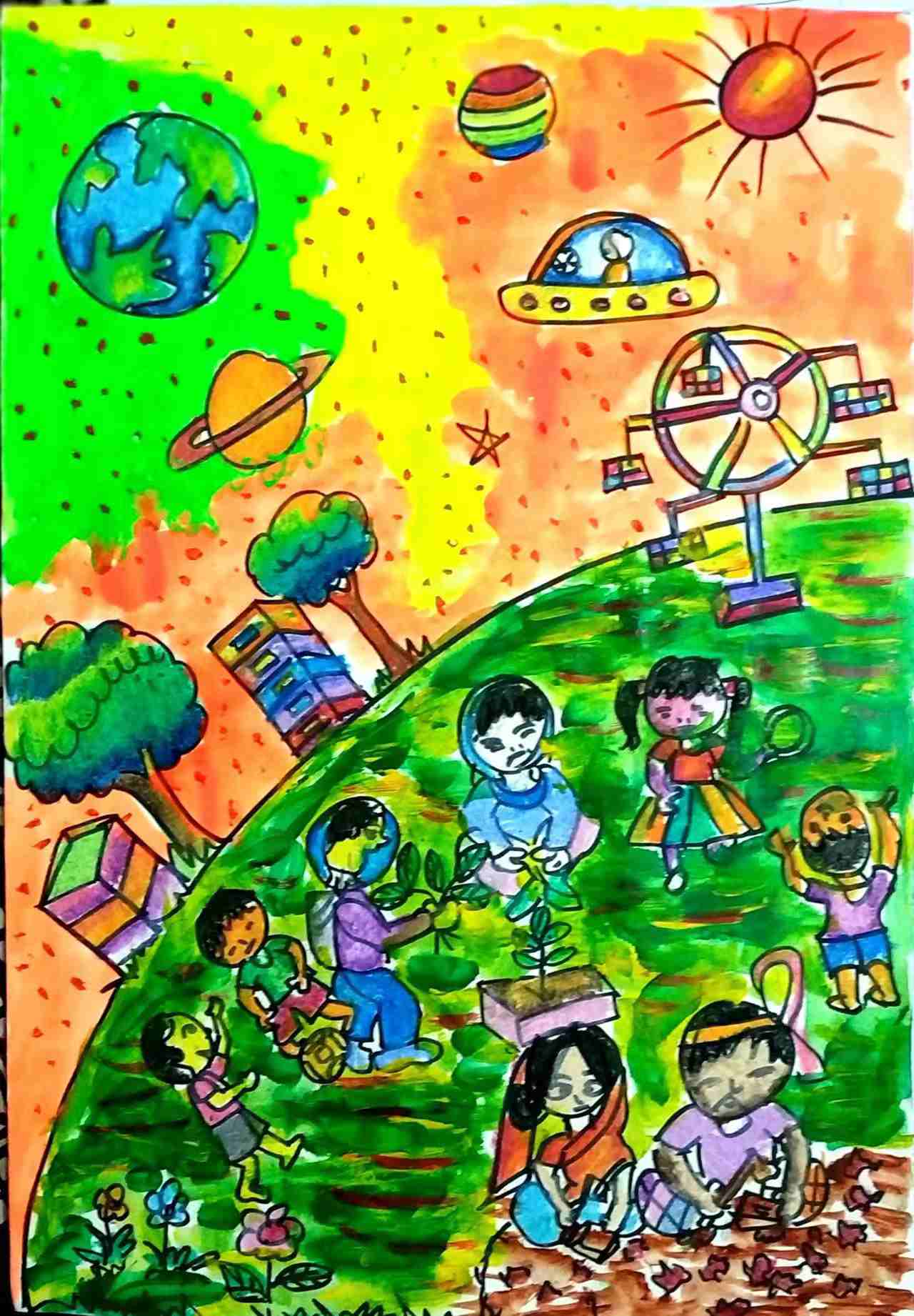 航天日绘画作品《太空花园》,孟加拉国Naimeen Nawaar