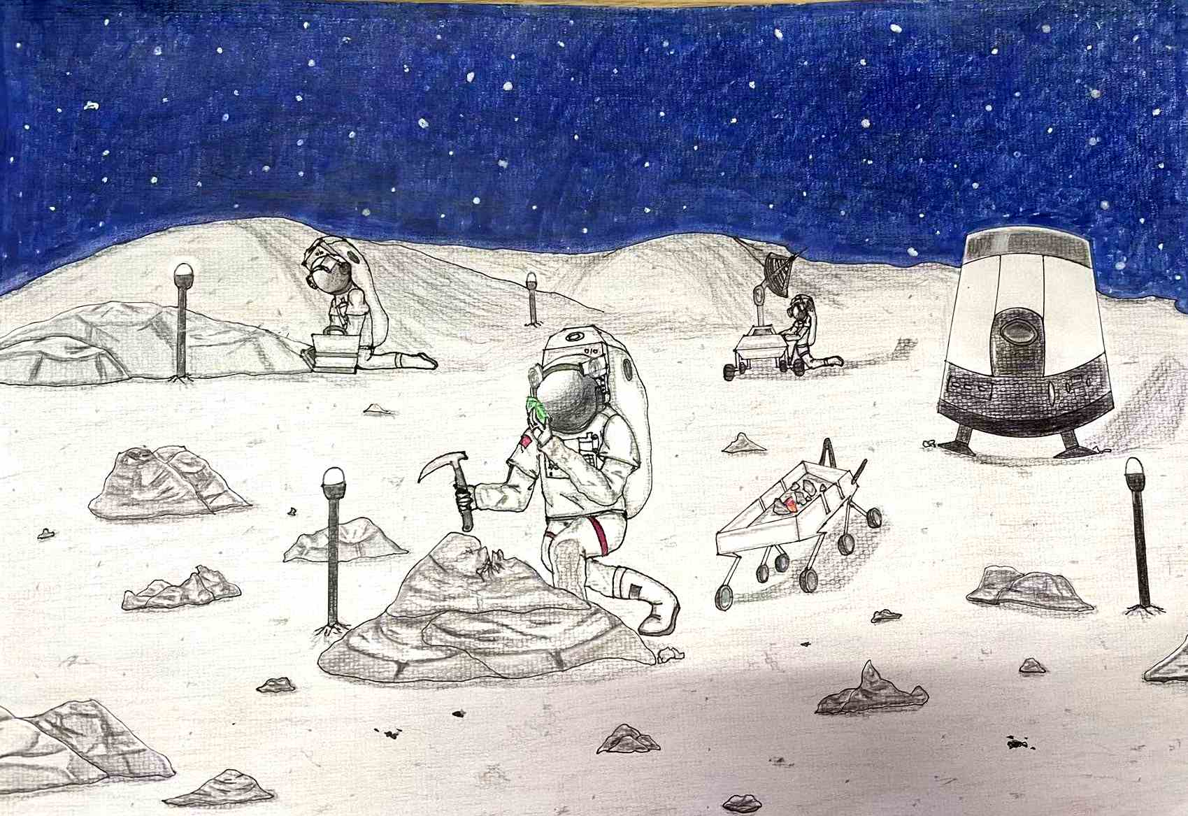 航天日绘画作品《秘境》,老挝提通迪·塔奴萨