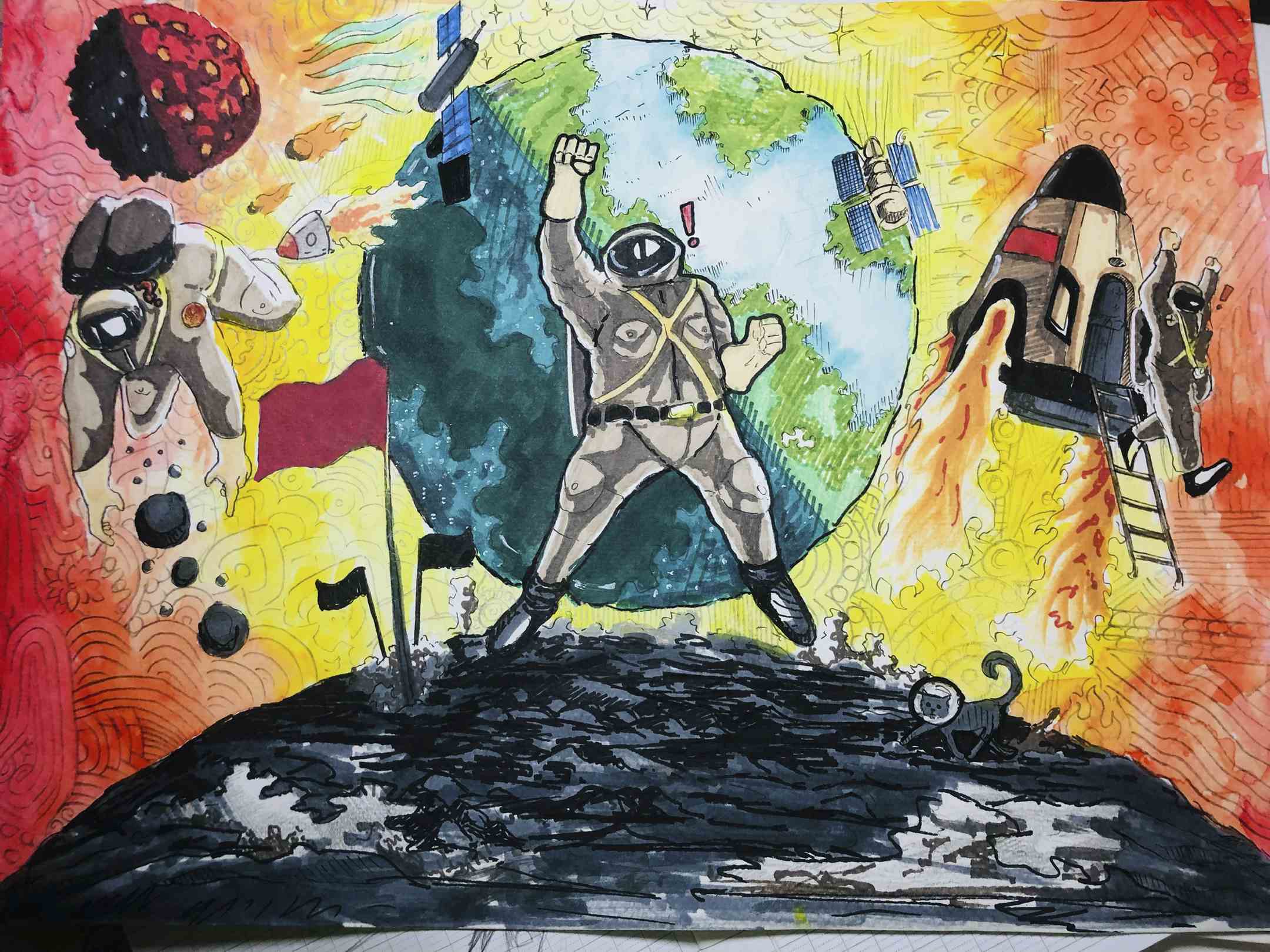 航天日绘画作品《Dawn of the Future》,柬埔寨凯姆琳·帕