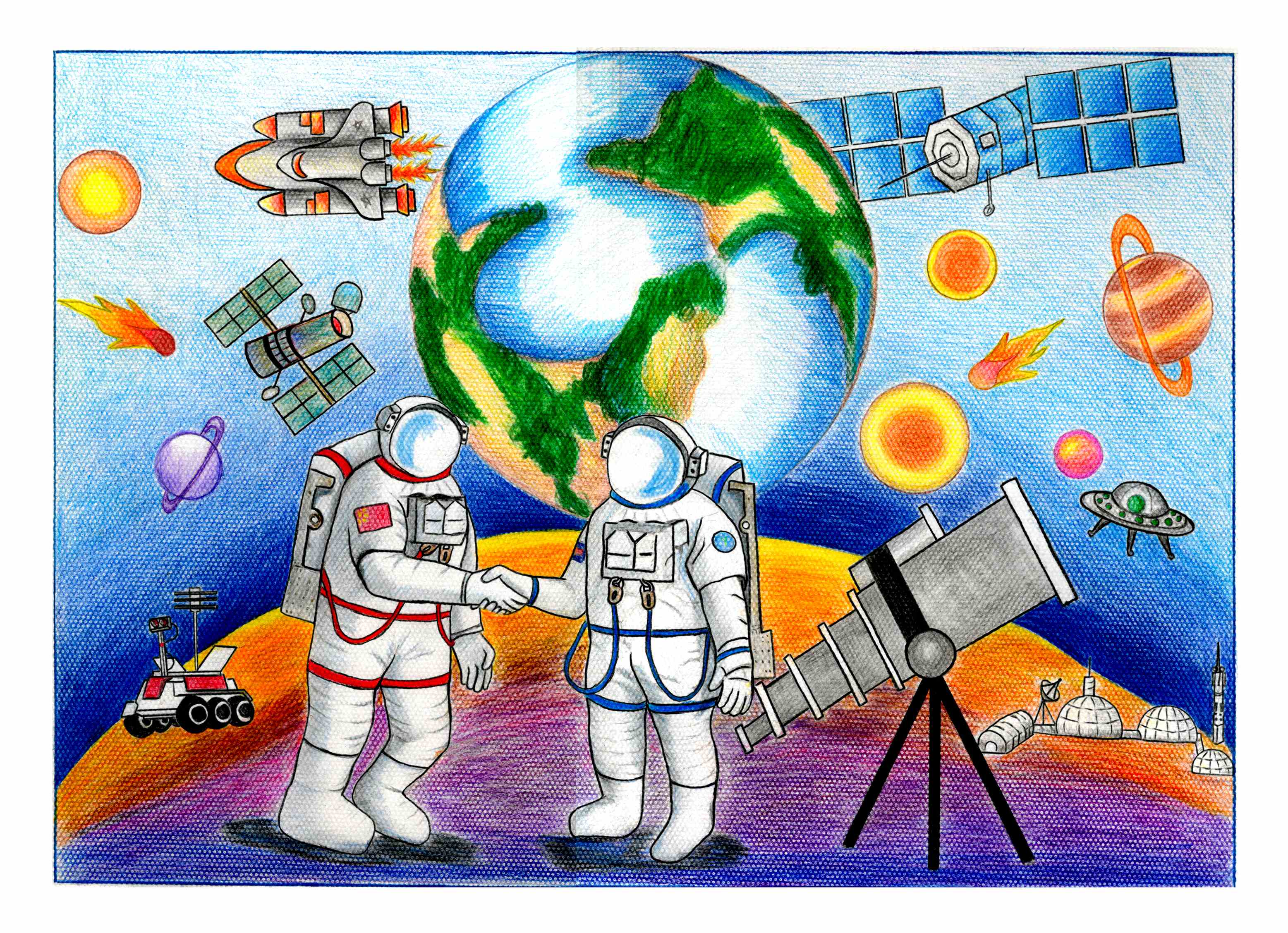 航天日绘画作品《新世界》,柬埔寨多布乐提万