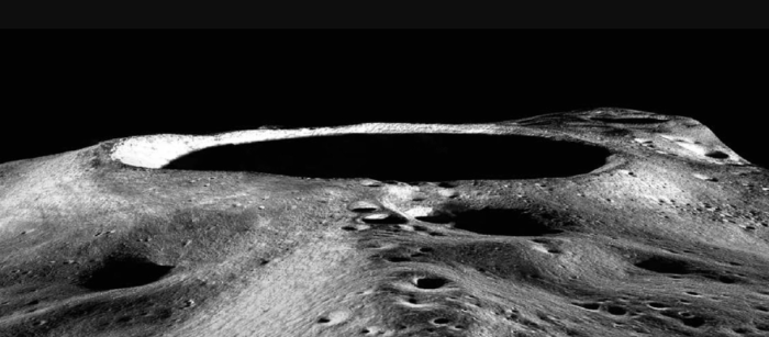 月球南极,斜视图