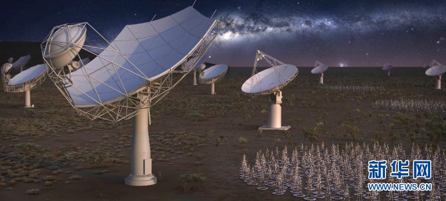 全球最大综合孔径射电望远镜,平方公里阵列射电望远镜示意图