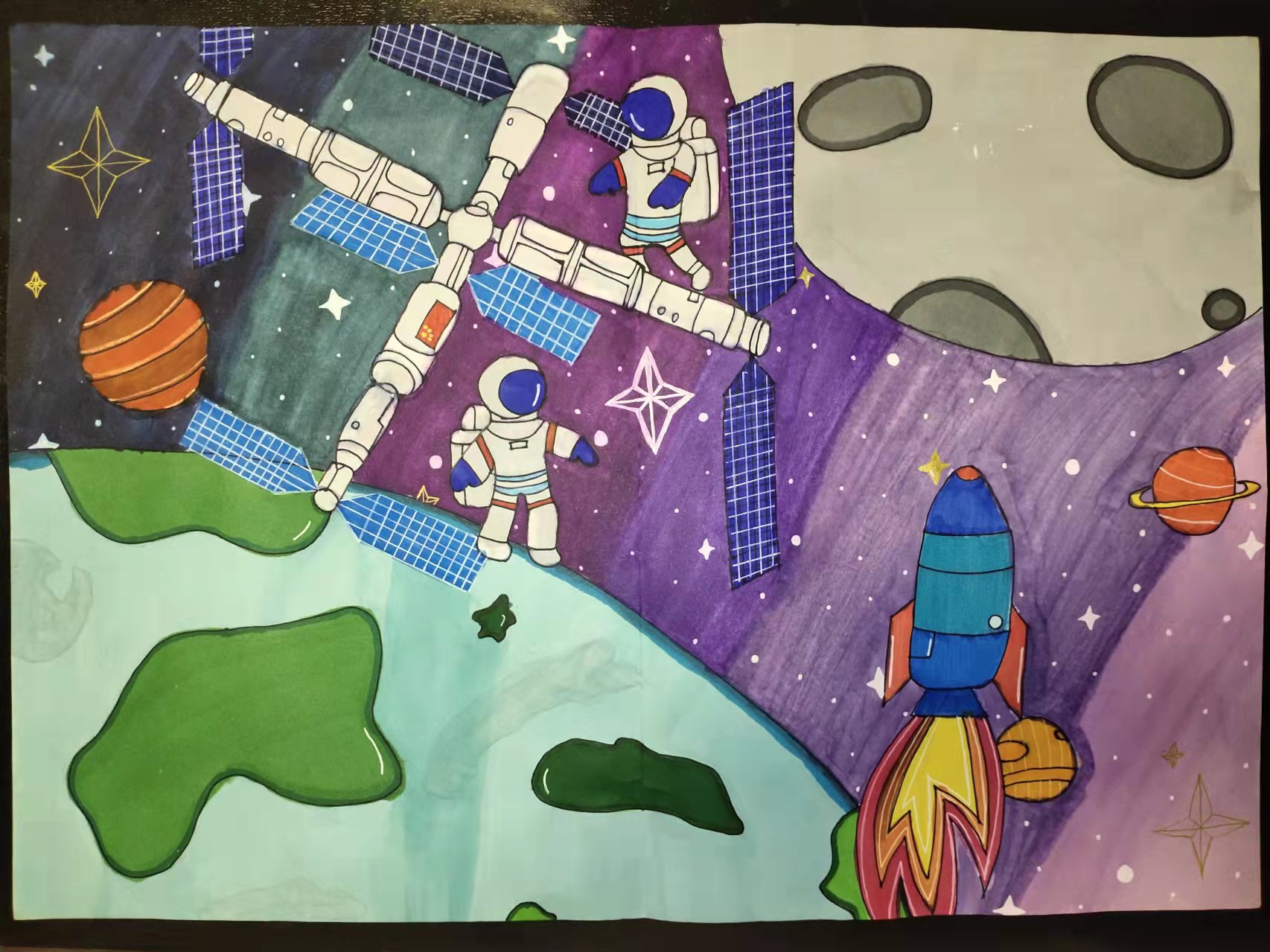 作品《遨游太空》,西安市莲湖区红光路小学王雨欣