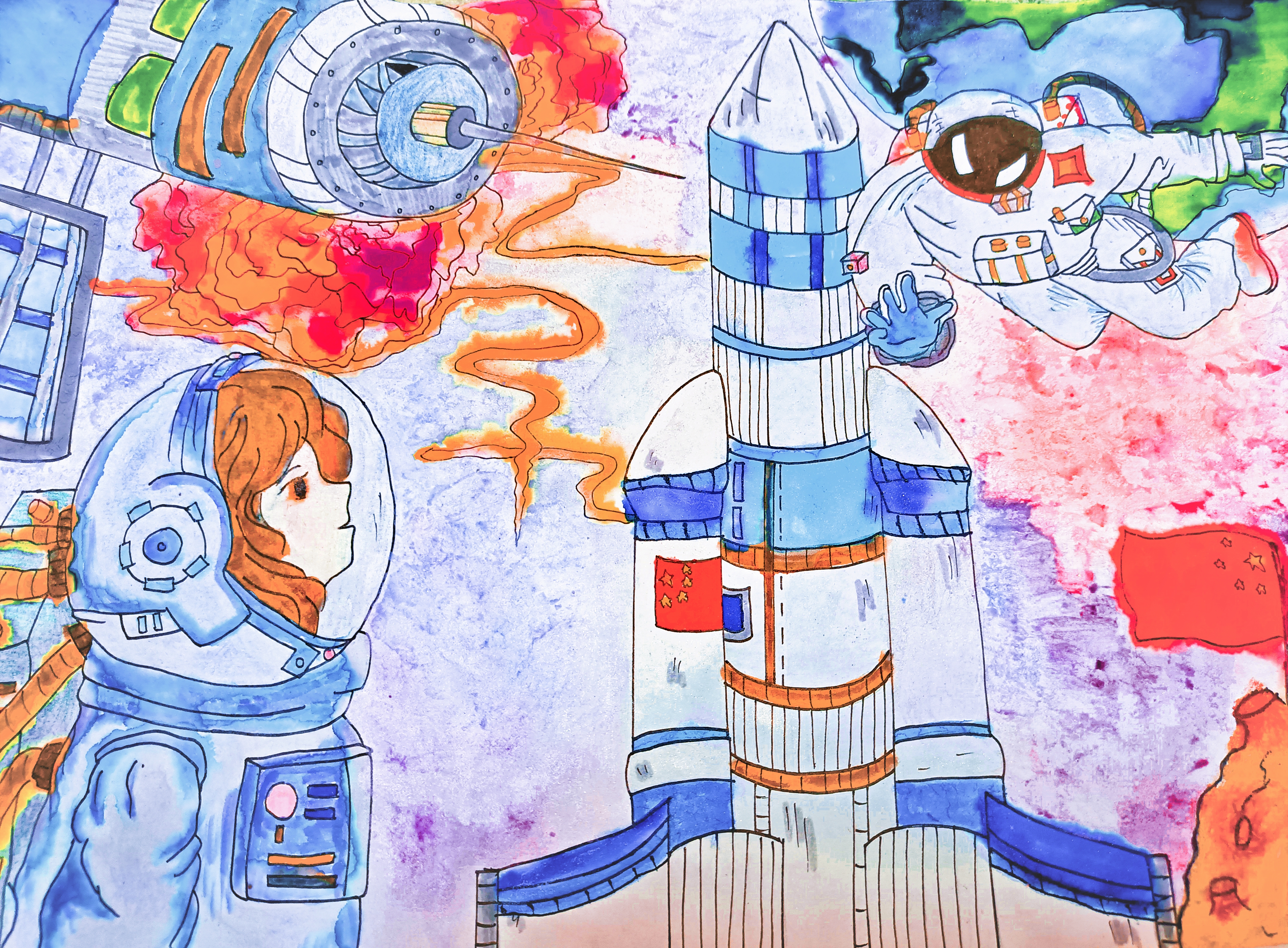 作品《飞向宇宙》,陕西省西安市莲湖区红光路小学孟琳茜