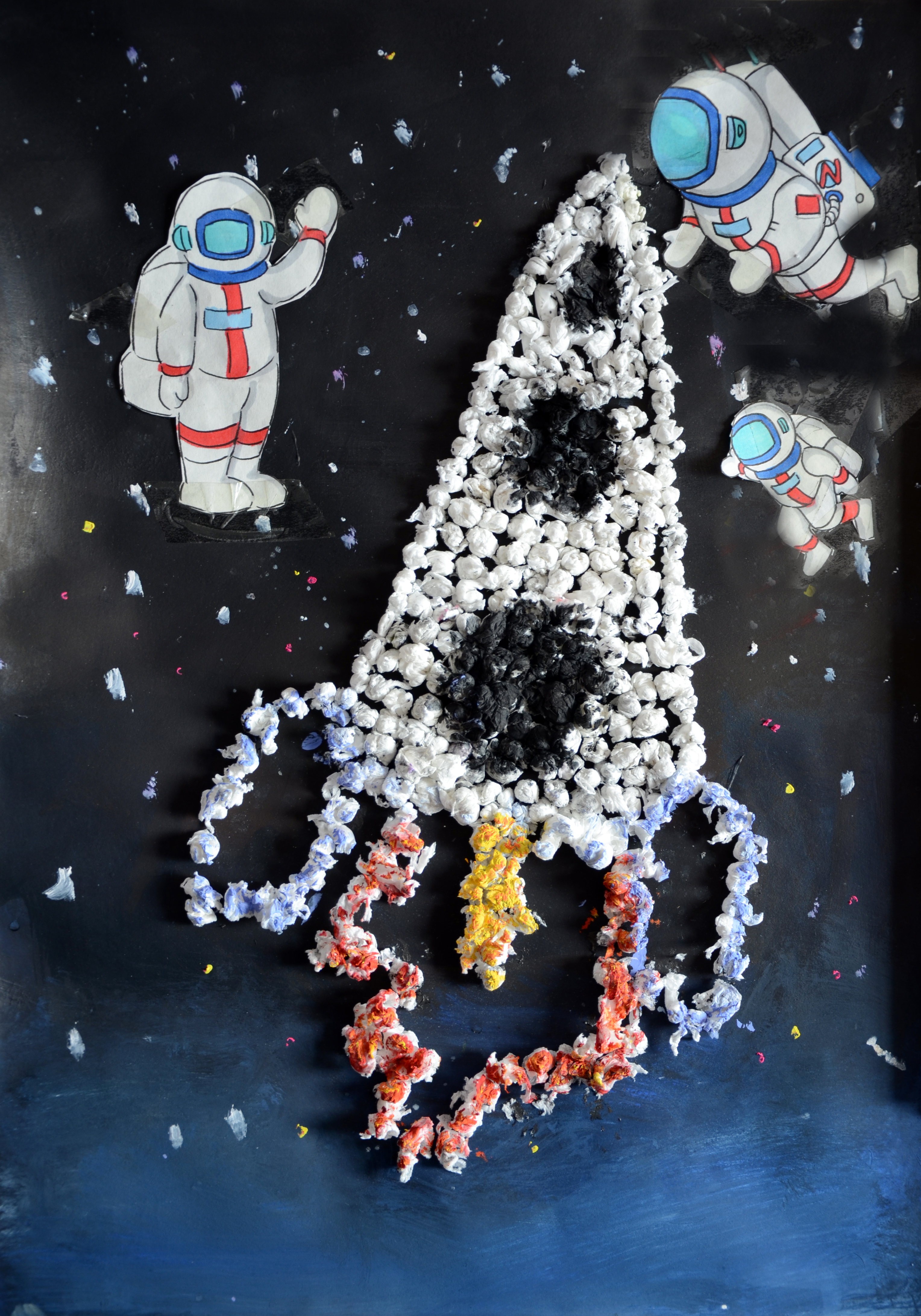 航天日绘画作品《搜索太空》,河北省邢台市临城实验中学刘庄伟、魏梓奇、赵天亮