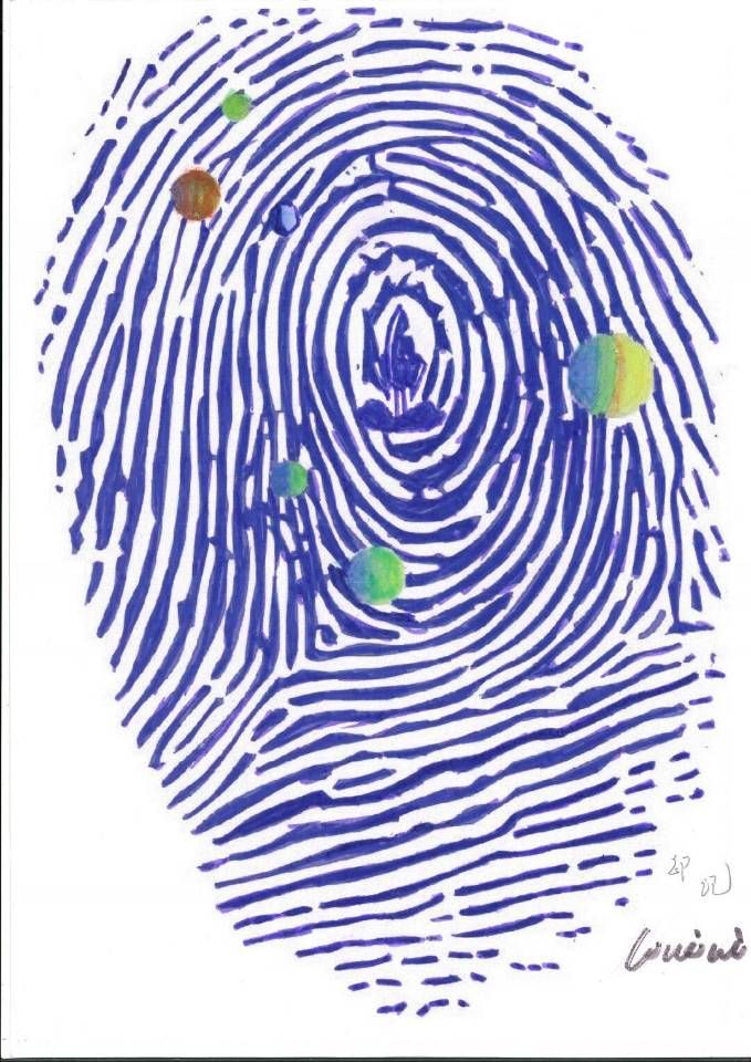 航天日绘画作品《星空指纹印记》,江苏省连云港市灌云县新星中学李威威、李玟玟