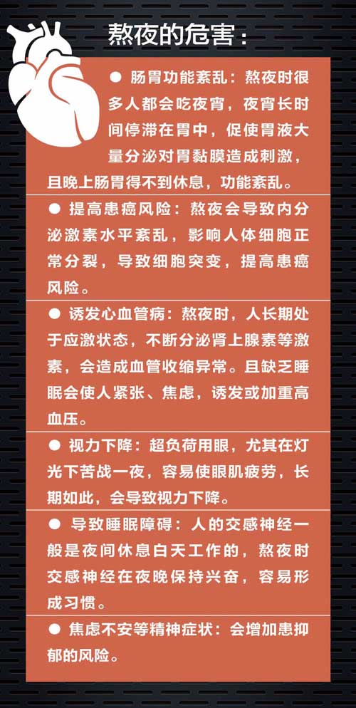 长期熬夜都有哪些危害,熬夜的危害