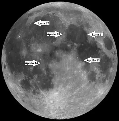 月面五台激光反射器